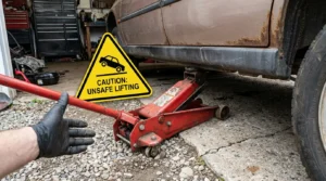 unsafe hydraulic car jack usage examples