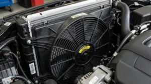 radiator cooling fan location inside car engine bay