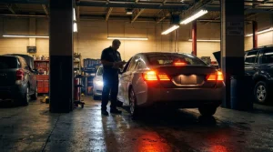 checking headlights brake lights and turn signals for safety
