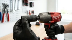 setting up impact wrench with correct socket attachment