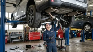 tire and suspension check for high mileage vehicle