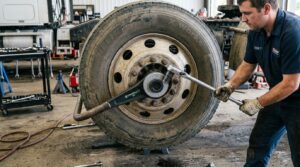 applying force with torque multiplier on wheel lug nuts