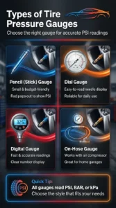 4 Types of Tire Pressure Gauges Explained