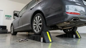 using wheel chocks with car ramps for extra safety