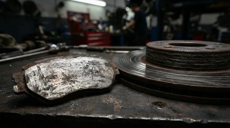 Brake Grinding Noise Causes: 7 Common Fixes:https://motoradvises.com/brake-grinding-noise-causes/"brake grinding fix, brake grinding noise, brake grinding noise causes, brake noise diagnosis, car brake repair tips, grinding noise when braking, how to stop brake grinding, rotor grinding noise, worn brake pads symptoms"