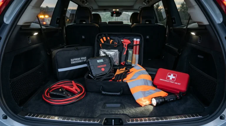 "best car emergency kit checklist, car emergency kit tools, car safety kit items, car survival kit, emergency car tools, roadside emergency kit, vehicle emergency kit, what to pack in a car emergency kit,Best Car Emergency Kit: Essential Road Safety Items, motoradvises.com/best-car-emergency-kit"