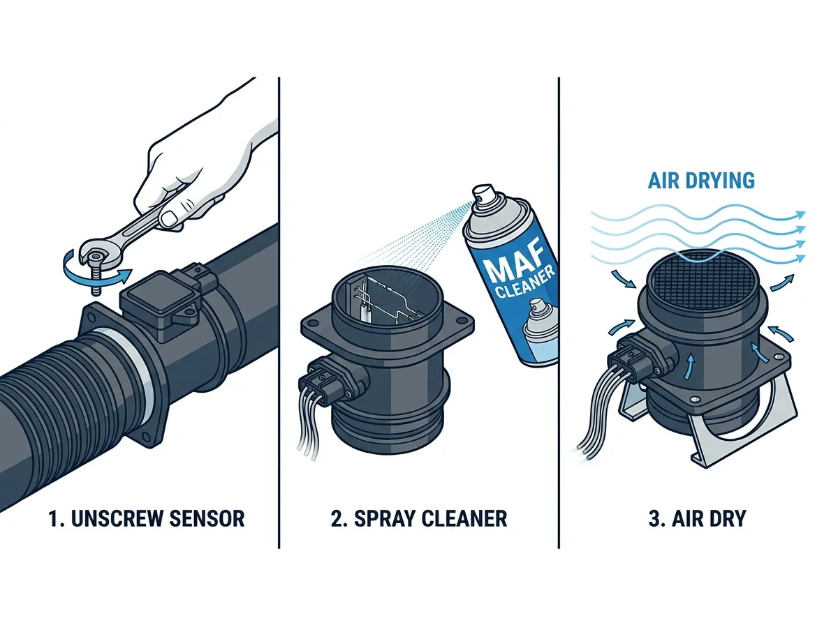"clean MAF sensor safely, DIY car maintenance, engine performance tips, how to clean MAF sensor, MAF cleaner at home, MAF sensor cleaning, MAF sensor symptoms, mass air flow sensor cleaning, step-by-step MAF cleaning,How To Clean A Mass Air Flow Sensor Safely At Home: Guide, https://motoradvises.com/how-to-clean-a-m…r-safely-at-home/"