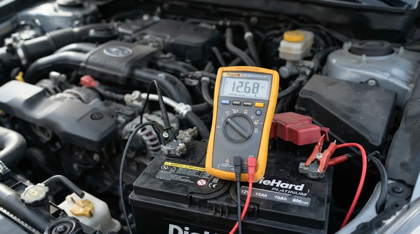 checking car battery voltage using digital multimeter