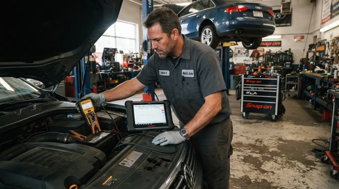 professional diagnosis of flickering headlights caused by battery or alternator