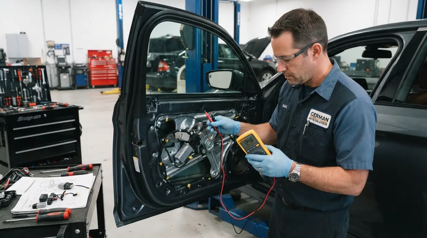 professional diagnosis of power window motor regulator and wiring