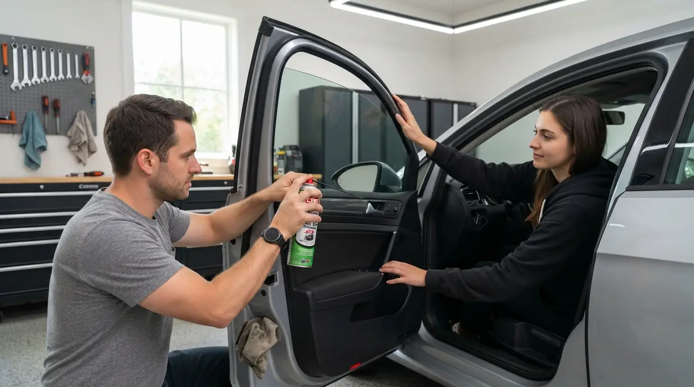 quick fixes for a stuck car power window using silicone lubricant and switch
