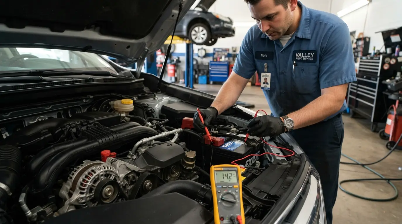 testing car battery and alternator charging voltage with digital multimeter
