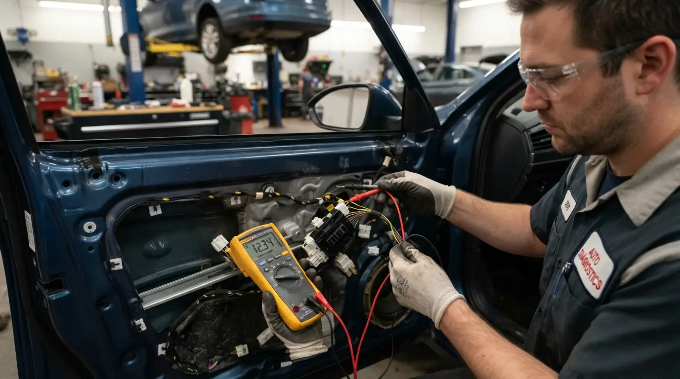 testing power window switch voltage and ground with digital multimeter