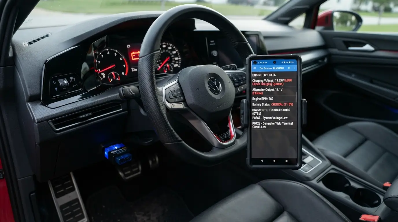 using OBD2 scanner to diagnose alternator charging system problems