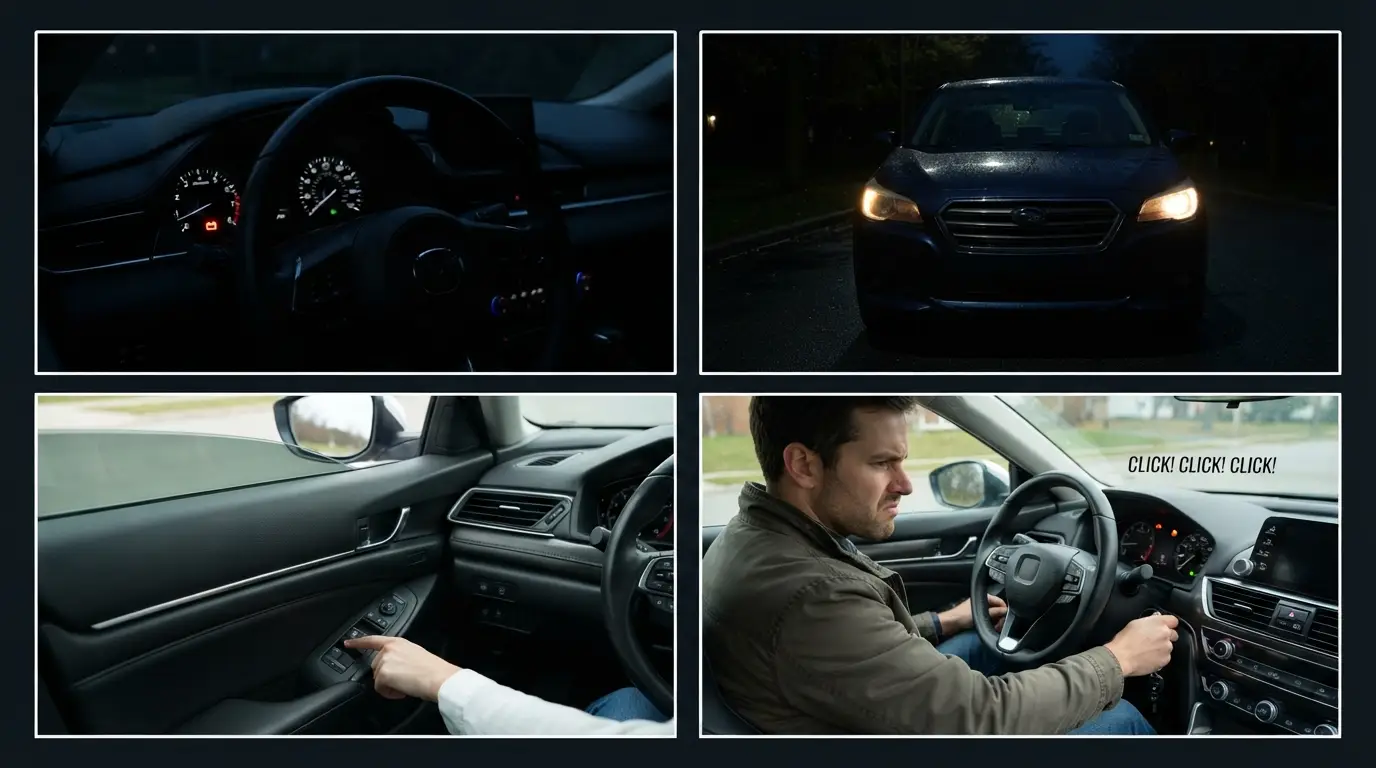 common alternator not charging battery symptoms including battery warning light and dim headlights